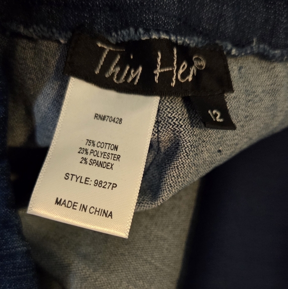 Thin Her Women's Pull On Stretch Denim Ankle Pant, Size 12 - Picture 3 of 8